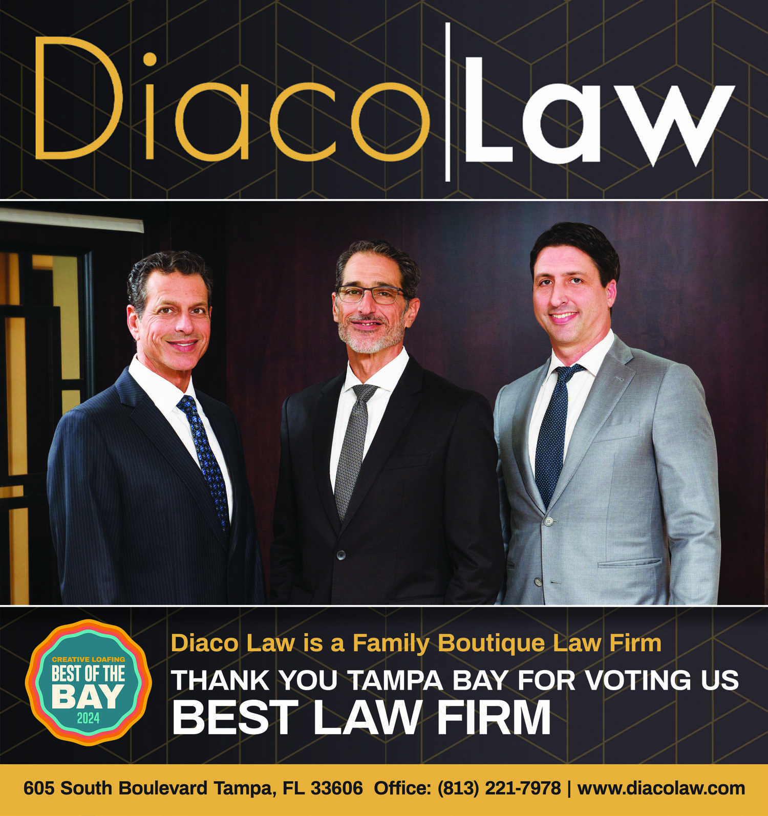 Diaco Law Wins Creative Loafing 2024 Best of the Bay Best Law Firm!